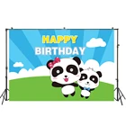 С мультипликационным принтом панда, фон День Рождения вечерние украшения ребенок автобус тема, детский душ фон для фотосъемки студийный реквизит W-3347