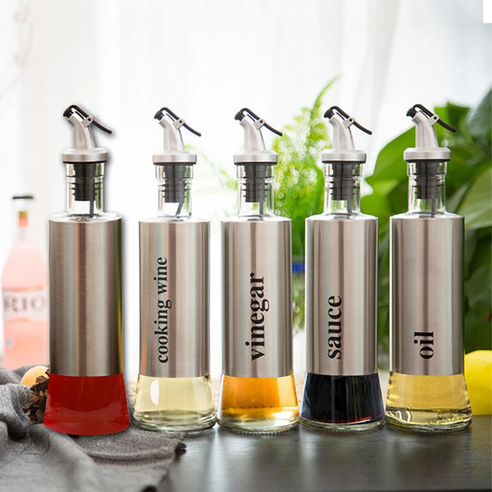 

Stainless Steel Leak-Proof Soy Sauce Vinegar Oil Cruet Storage Dispenser Seasoning