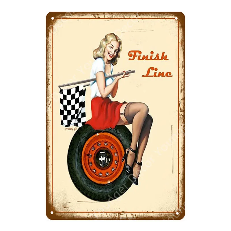 Lucky Pin Up Girl оловянные знаки сексуальная леди металлическая доска Настенный декор для бара паба клуба дома комнаты плакат ретро металлическая картина YA032 - Цвет: YD8606A