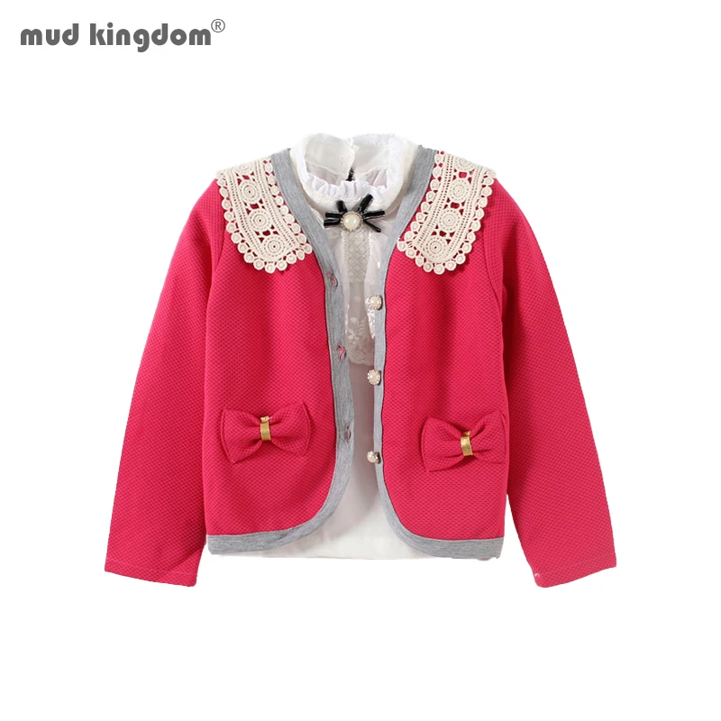 

Mudkingdom 2Pcs Girls Set Turtleneck Lace Long Sleeve Shirt and Coat Outfits for Girl Suit Kids Clothes Spring Autumn Sale