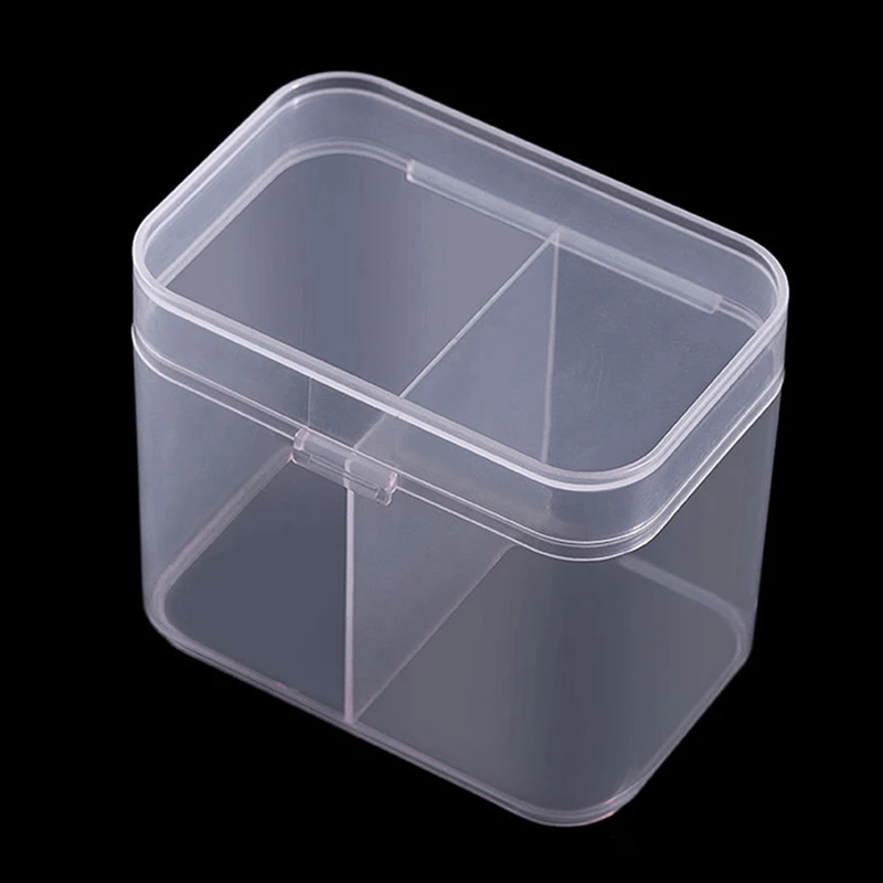 

2 Grid Plastic Storage Box With Lid Unloading Cotton Manicure Tool Cosmetic Wash Towel Storage Box Nail Pen Container Organizer