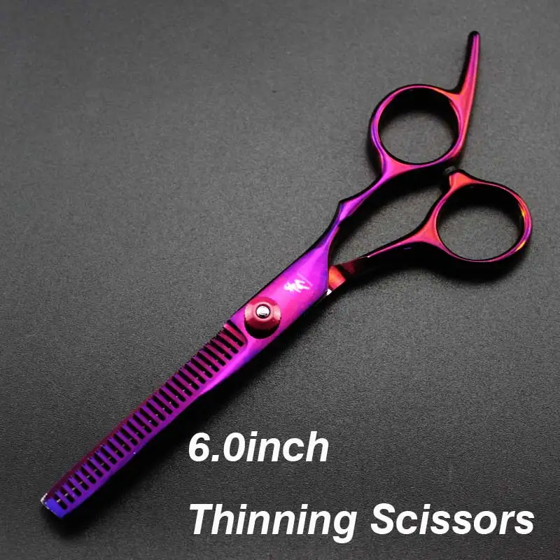 6 Purple Thinning Новинка, Профессиональные парикмахерские ножницы, набор ножниц для стрижки волос, парикмахерские ножницы высокого качества, 6,0 дюймов, цвет черный - Цвет: 6 Purple Thinning