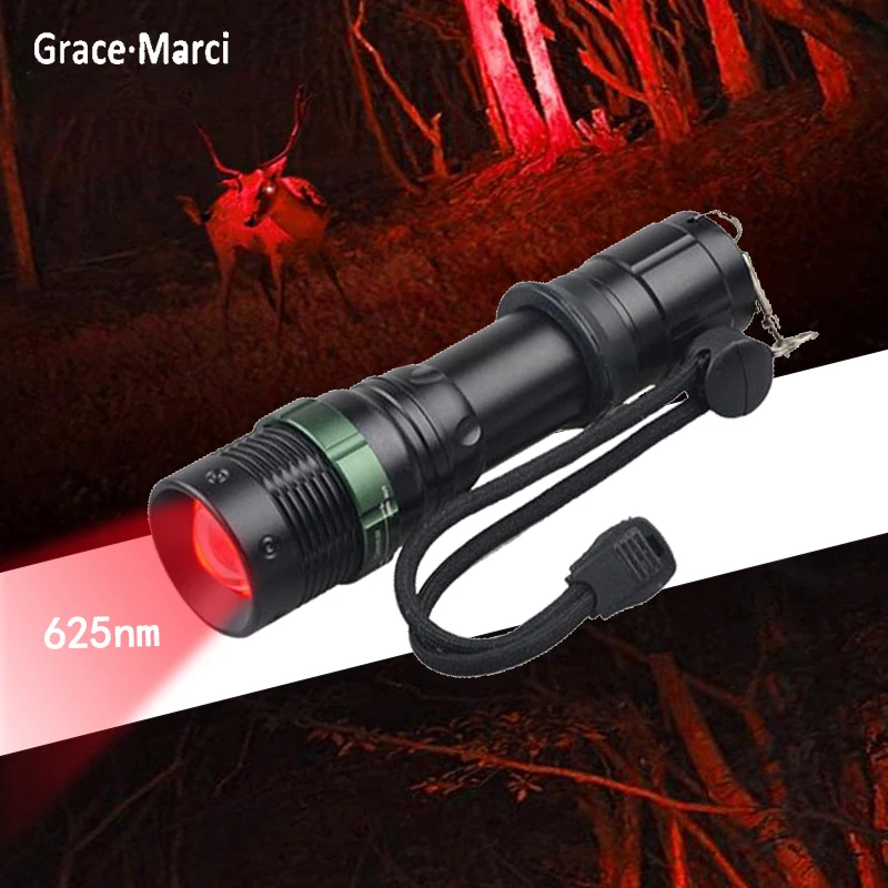 

625NM Red Zoom Mini Portable Flashlight Astronomy Aviation Night Vision Red LED Light Powerful 3W Adjustable Lantern Torch
