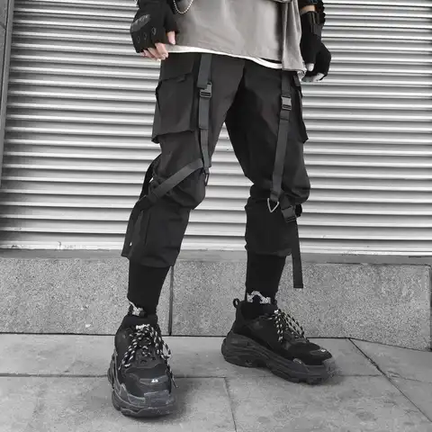Брюки-карго мужские в стиле Харадзюку, модные штаны в стиле хип-хоп, панк, уличная одежда, джоггеры, повседневные брюки для отдыха