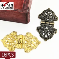 16pcs antique vintage alloy hollow flower hinge jewelry wooden box hardware cabinet door butt hinges furniture accessories