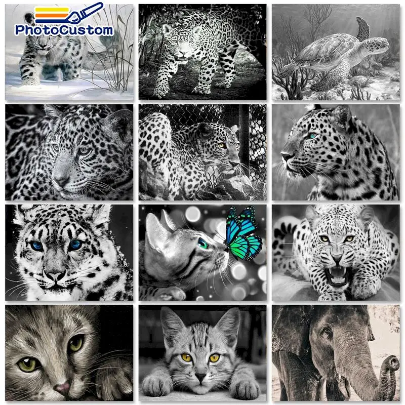 

PhotoCustom Oil Painting By Numbers For Adults Leopard 60x75cm DIY Paint By Numbers On Canvas Frameless Animals Home Decor