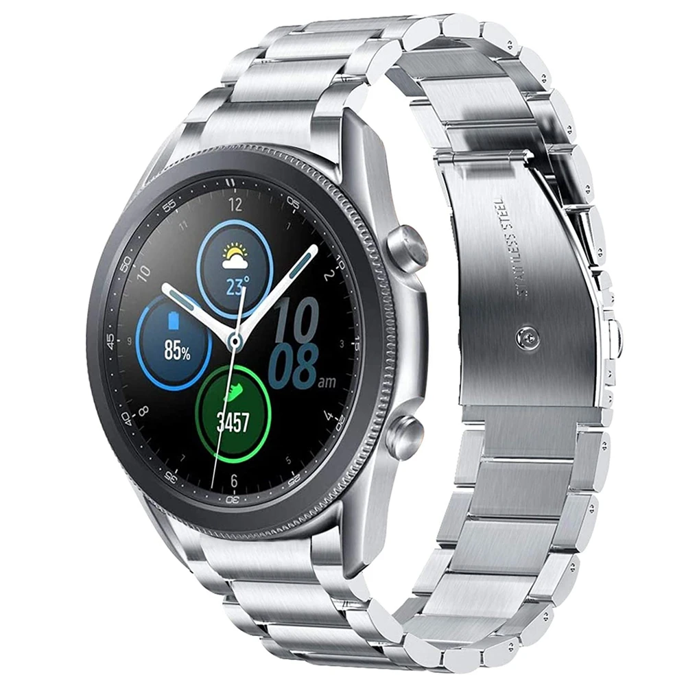 

Business strap for samsung galaxy watch 3 45mm band No Gaps Solid Stainless Steel Bracelet for galaxy watch 3 strap men women