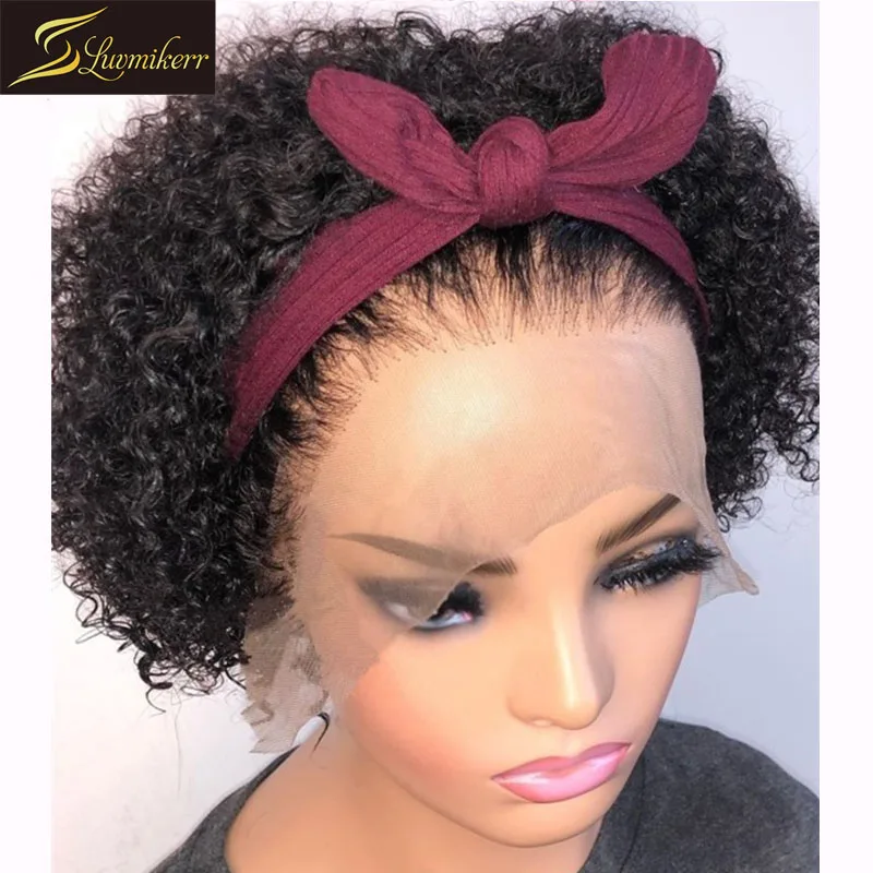 

Short Afro Kinky Curly Pixie Cut Full HD Lace Frontal Wig Pre Plucked Lace Front Human Hair Wig For Black Women 250% Density