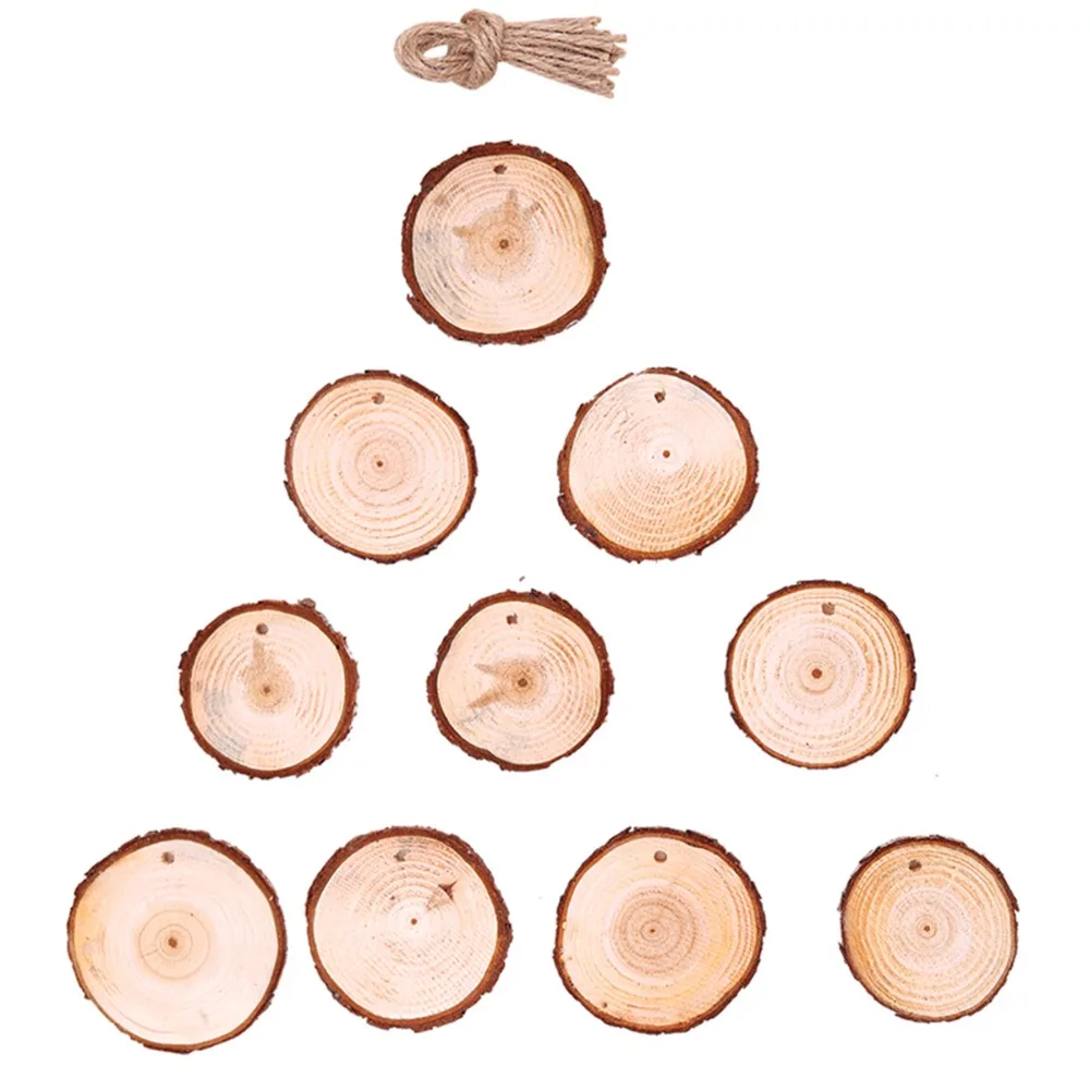 10pcs/lot 6cm Wooden Christmas tree Pendant DIY Painting Board Decorative Fir Crafts Xmas Hanging Ornament Home Patry Decoration