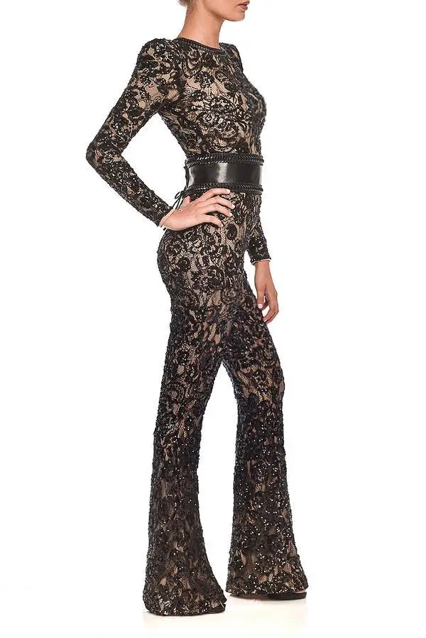 2020 Spring Winter Women Jumpsuits Full Sleeve Solid Lace Vintage Rompers Sexy Night Club Party One Piece Bandage Outfits GL8181 |