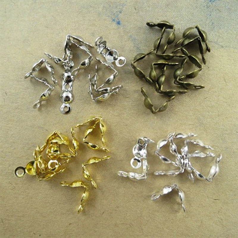 Золотой металлический конец цепи бусины серебряная резьба кнопки застежка