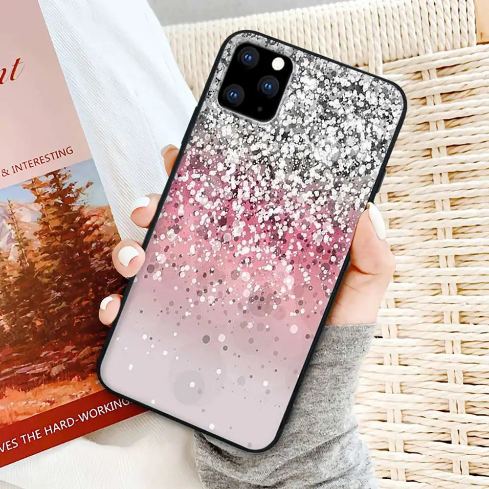 

Black Gold Rose Glitter Pink Love Mobile Telephone Case For Huawei Honor 20 10 9 Lite 7A 9X 8x 8 S 20s 30 PRO PLAY Cover
