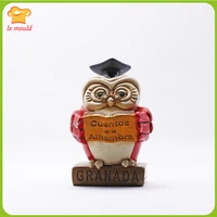 new teacher owl silicone mold mould chocolate polymer clay soap candle wax resin graduation