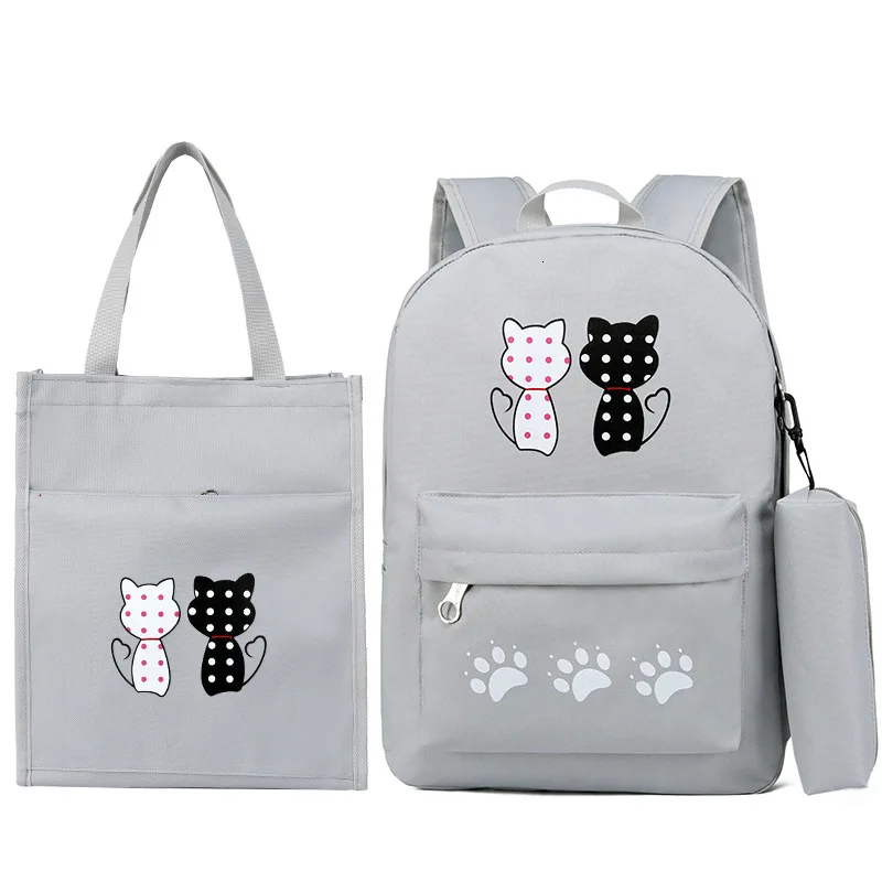 Backpack Children School Bags for Girls princess school waterproof Kids Cat Printing Backpacks set Schoolbag kids mochila