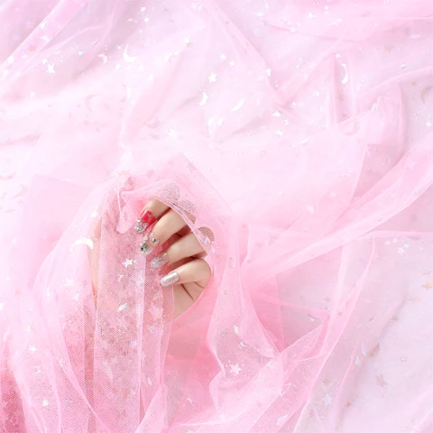 Блестящая мягкая Тюлевая сетчатая ткань лоскутный материал кружевная с принтом