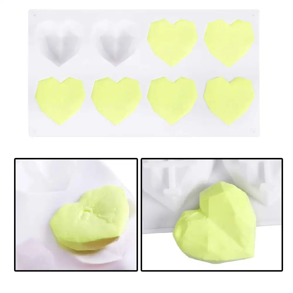 6 cavity Алмаз Любовь силиконовая форма для выпечки тортов 3D сердце Форма Fondant