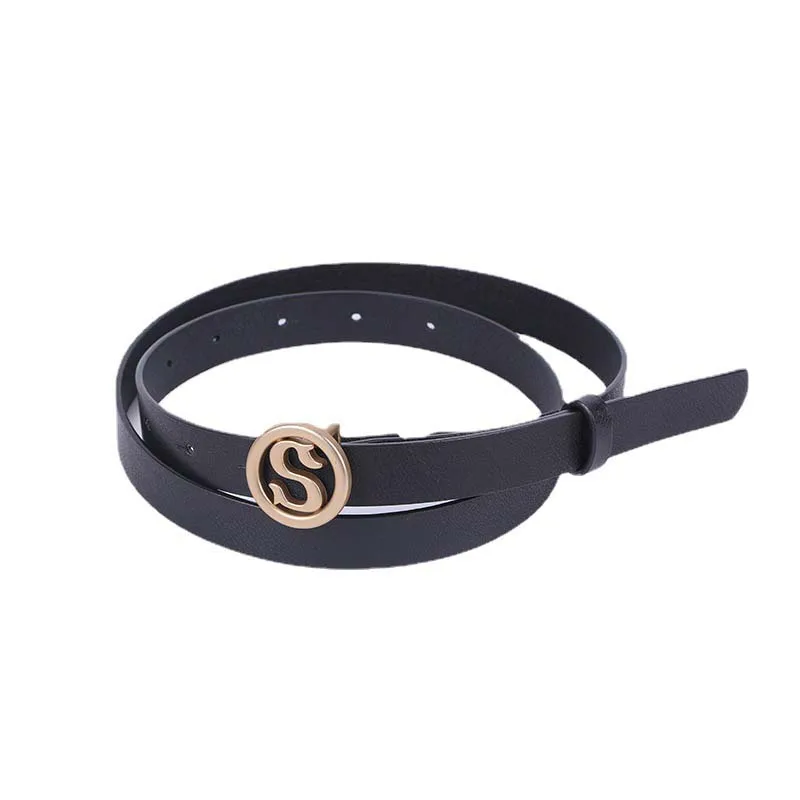 

Ремень из искусственной кожи Женский, модный однотонный винтажный простой пояс в стиле ретро, с круглой пряжкой с иглами, KT48, на лето