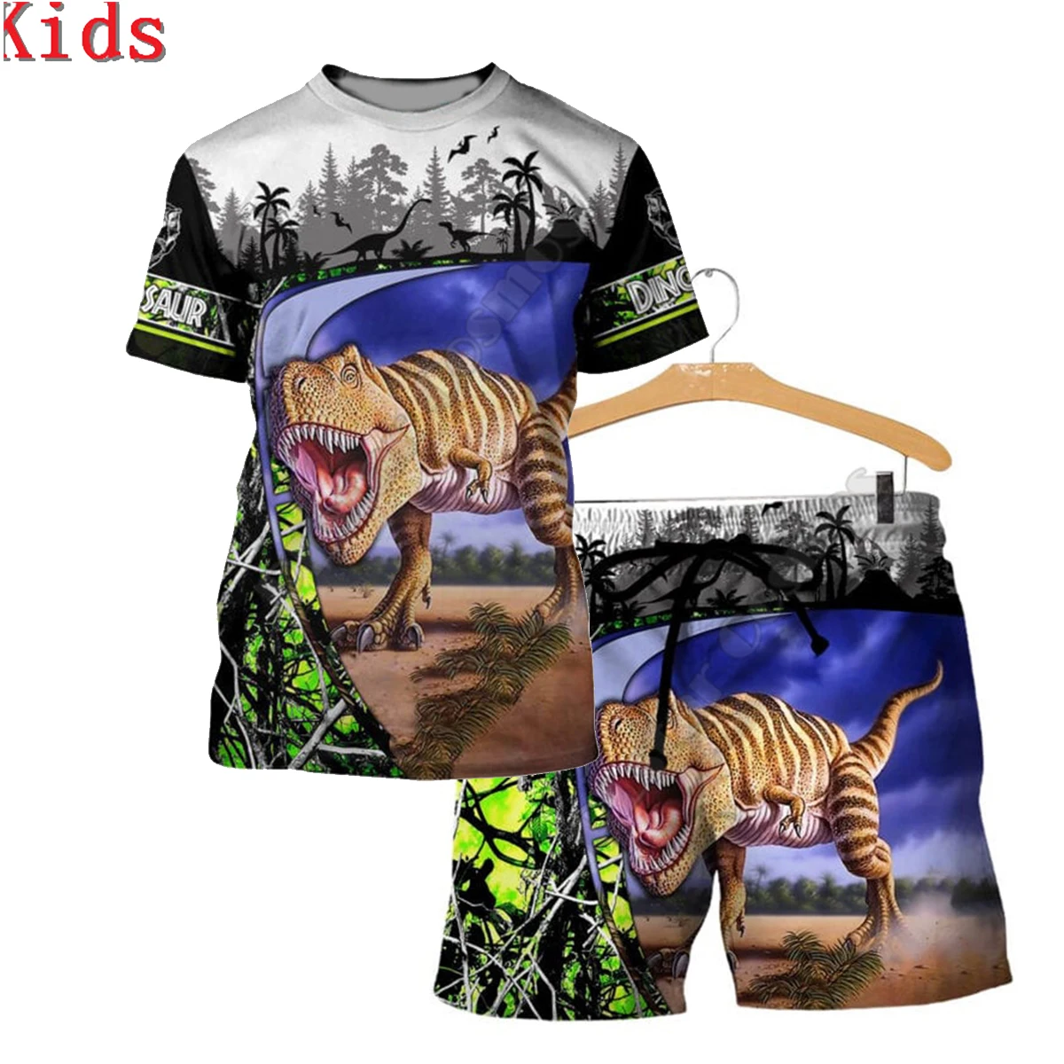 

Love Dinosaur 3D Printed T Shirts And Shorts Kids Funny Children's Suit Boy Girl Summer Short Sleeve Suit Kids Apparel 13