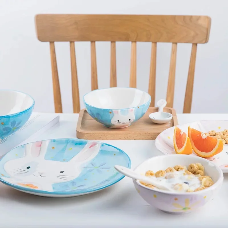 Домашние блюда посуда ложки прекрасный единорог кролик Корейская Личность