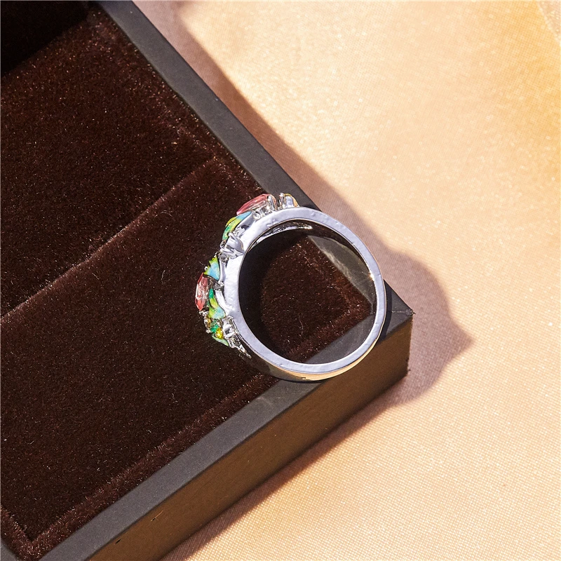 

Small fresh flower pink zircon ring fashion popular women's Valentine's day couple gift party dance party jewelry wholesale