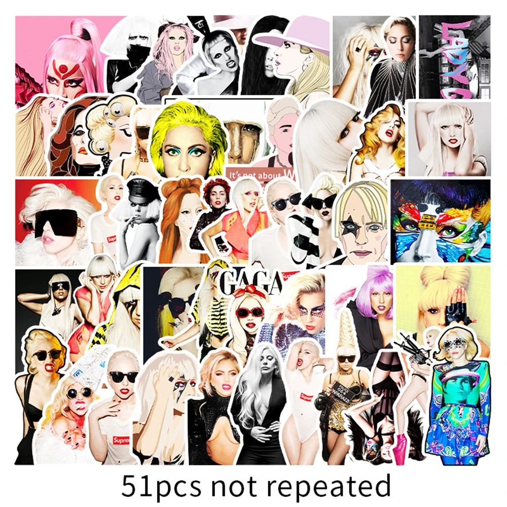 Gaga-pegatinas impermeables de grafiti para mujer, decoraci&oacute;n de maletas y guitarra, Sexy, para actriz, novedad de 2021, venta al por mayor-3
