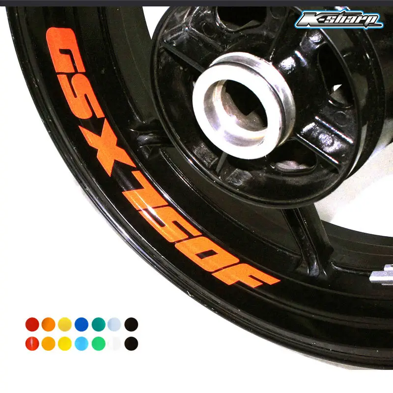 

8X Motorcycle Custom inner Rim decals MOTO wheel reflective LOGO Decoration Stickers stripes For SUZUKI GSX750F gsx 750f