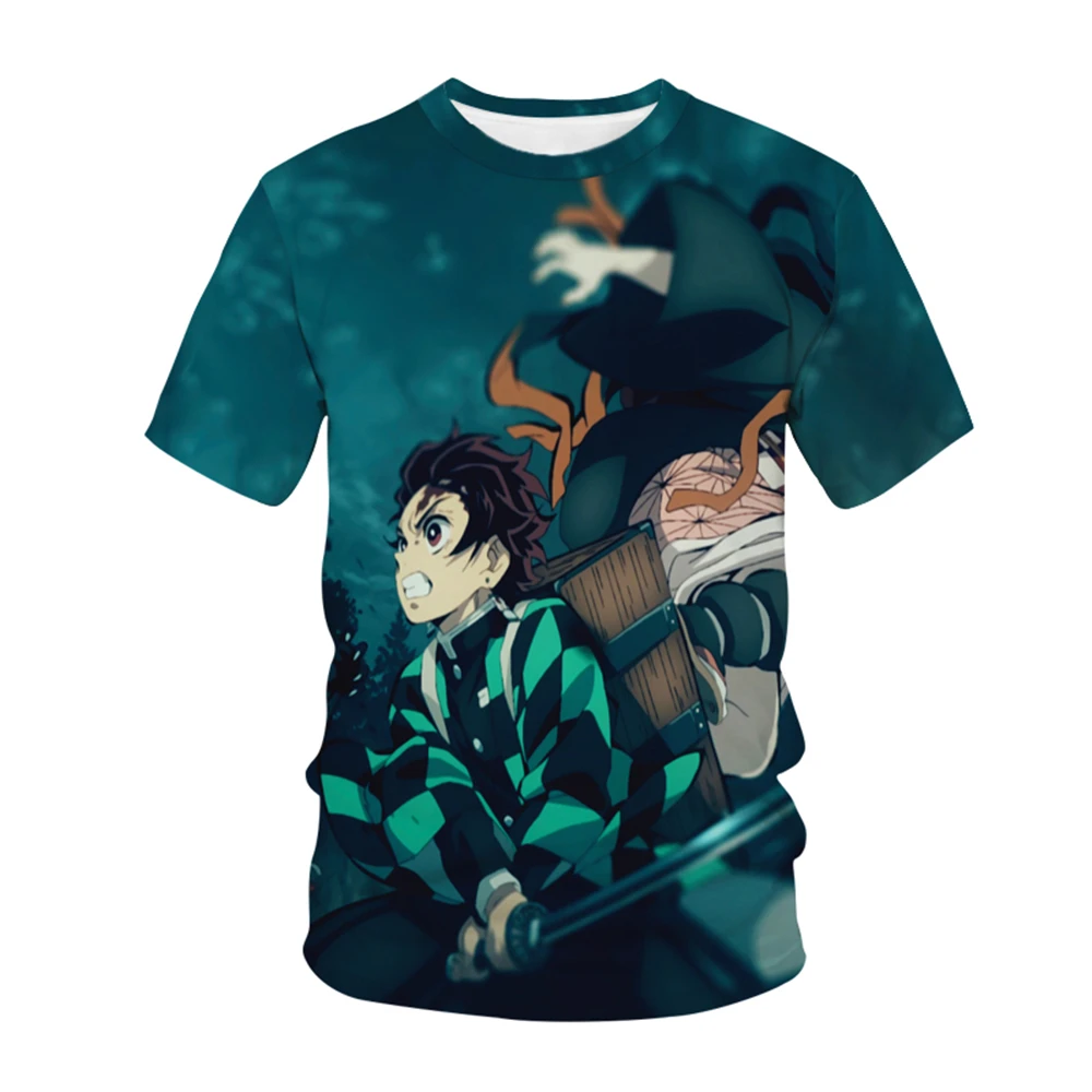 

2021 Demon Slayer Tshirt girl Japanese Anime One Piece Totoro Demon Slayer T-shirt Kimetsu No Yaiba Unisex Shirt Couples 3D Top