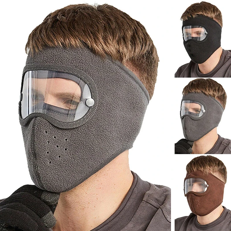 

Windproof Anti Dust Face Mask Cycling Ski Breathable Masks Fleece Face Shield Hood With High Definition Anti Glasses Skullies