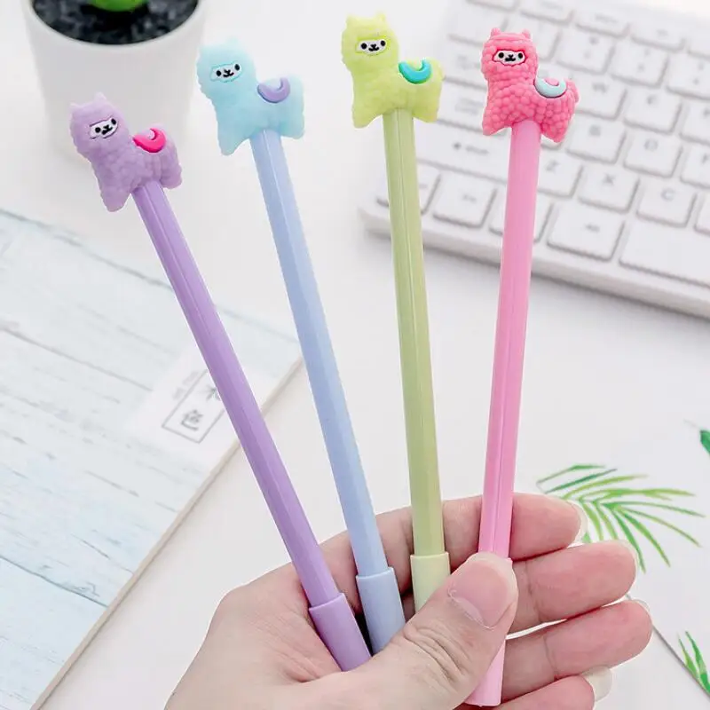 

1pc Cute Cartoon Lovely Alpaca Hairy Sheep 0.38mm Black Writing Neutral Pen Student Write Office Stationery Signature Gel Pen