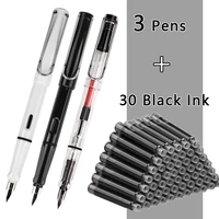 student fountain pen replacable ink set blackbluered ink ef 0 38 mm school pens office supplies stationery for writing