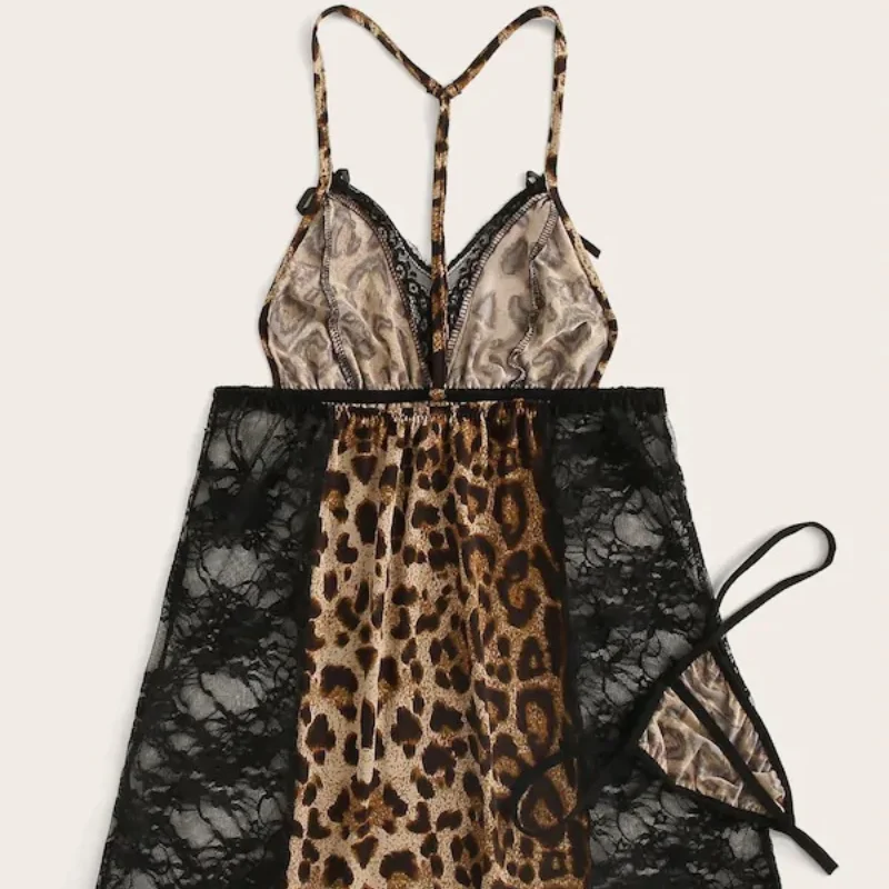 

Sexy Lingerie for Plus Size Women Erotic Strap Leopard Print Nightdress Baby Doll Dress Porno Flirting Underwear Slutty Clothes