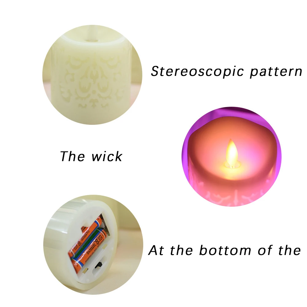 

LED Candle Lights Sets Electronic Hollow Pattern Flameless Candles with Remote Control Timer Home Lighting Decoration 3PCS