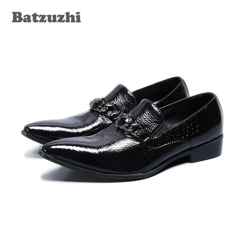 Туфли мужские кожаные Batzuzhi, винтажные, с острым носком, черного ...