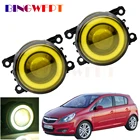 Передний бампер автомобиля, противотуманные фасветильник в сборе, светодиодные, ангельские глазки, дневные ходовые светильник ни DRL H11 для Opel Corsa D хэтчбек 2007-2015, 2 шт.