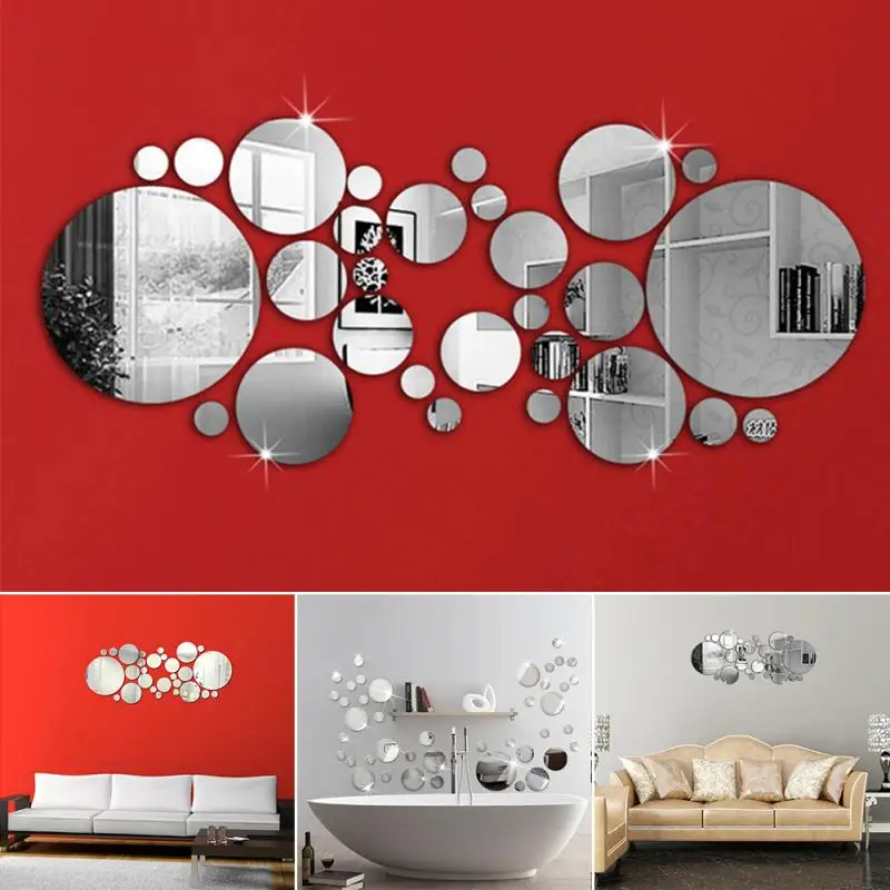 

30pcs3D mirror wall sticker round mirror DIY TV background room sticker wall decoration home decoration