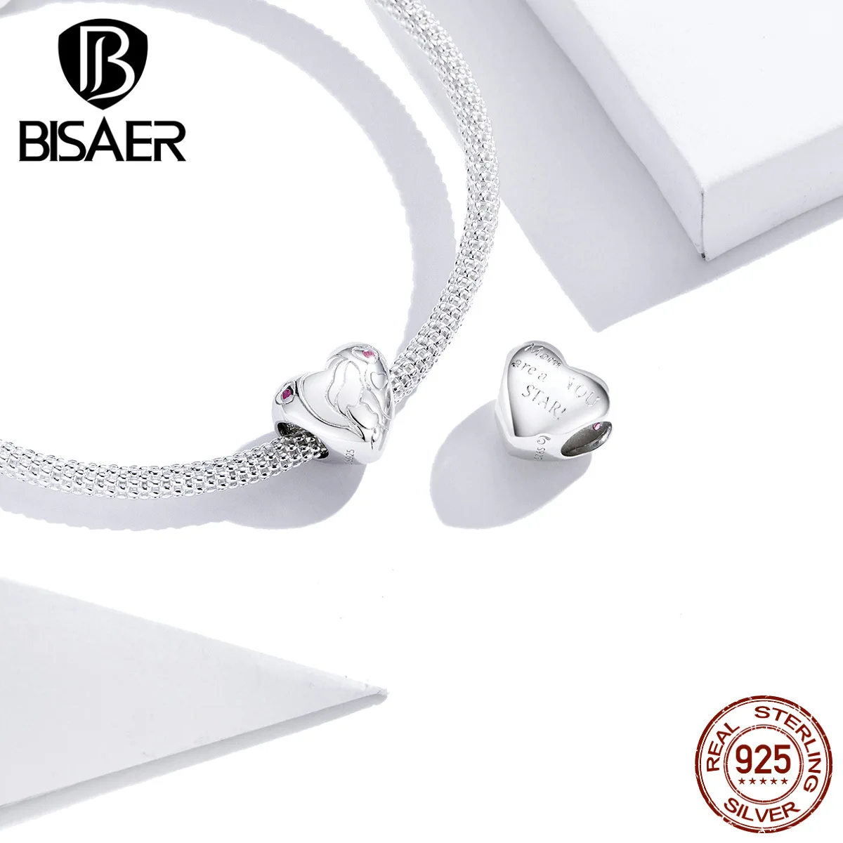 Подвески для мамы BISAER 925 пробы серебро любовь бусы сердце подвески оригинальные