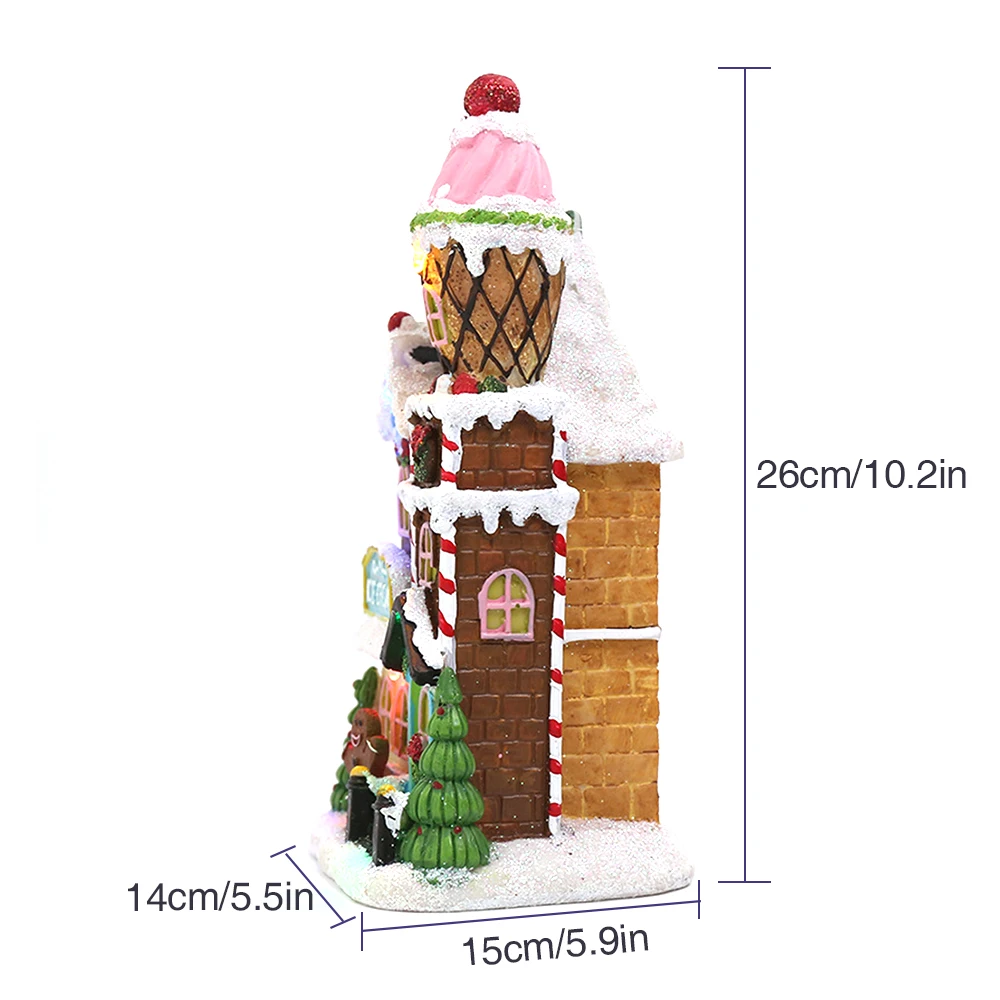 

New Miniature Snow Houses Colorful Flashing LED Light Christmas Decor For Home New Year Kids Gift Resin Christmas Scene Village