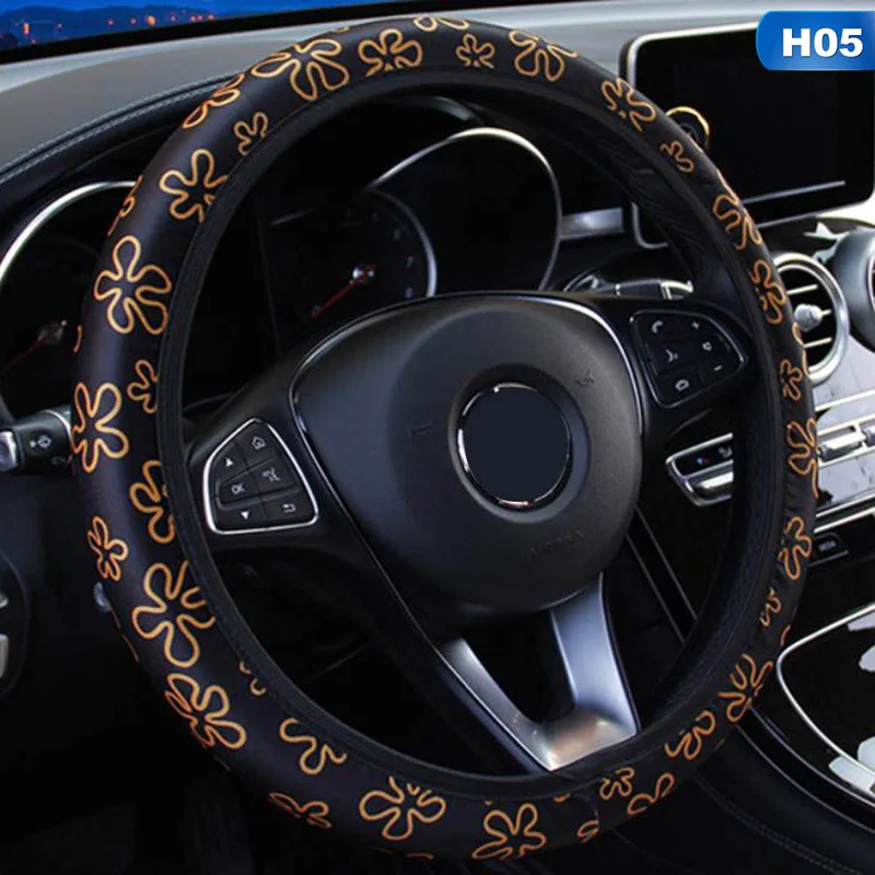 5 Автомобильные чехлы на руль, покрытие на руль автомобиля, блестящая Снежинка, автомобильные аксессуары, универсальный диаметр 38 см - Название цвета: 5