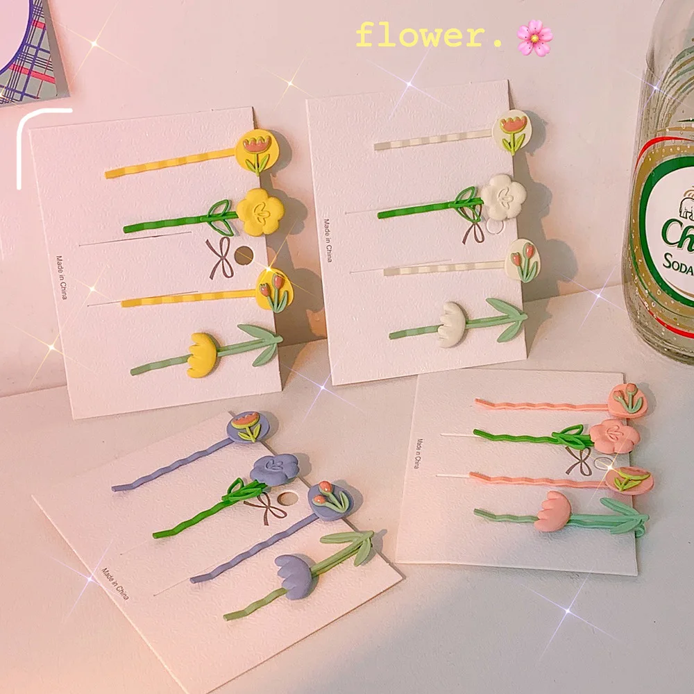 

New 4pcs/set Fashion Flower Hair Clip For Women Korean Hairpins Cute Hair Barrettes Girl Hairgrip Hair Accessories