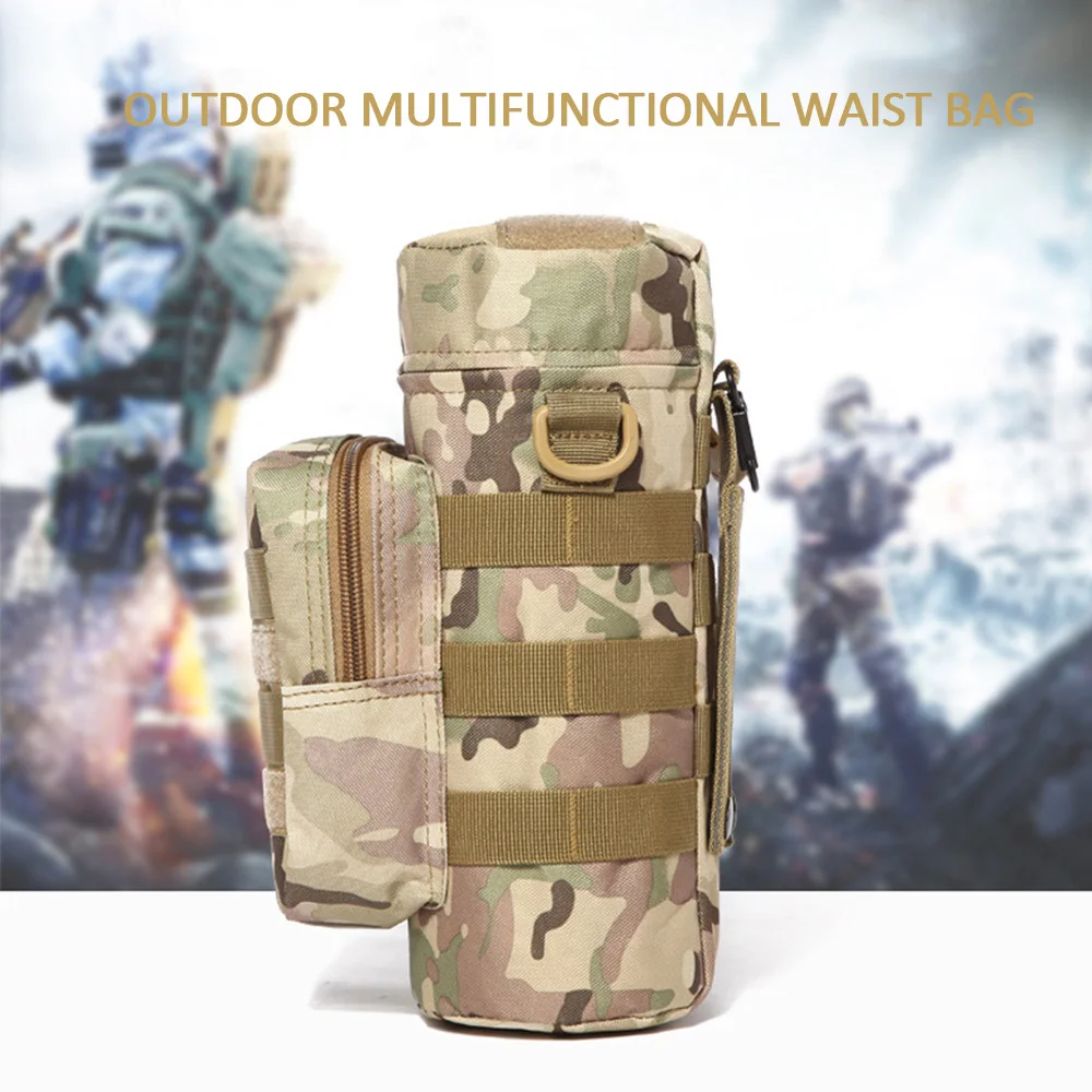 Камуфляжная спортивная сумка для бутылок тактическая на пояс чайника армейского