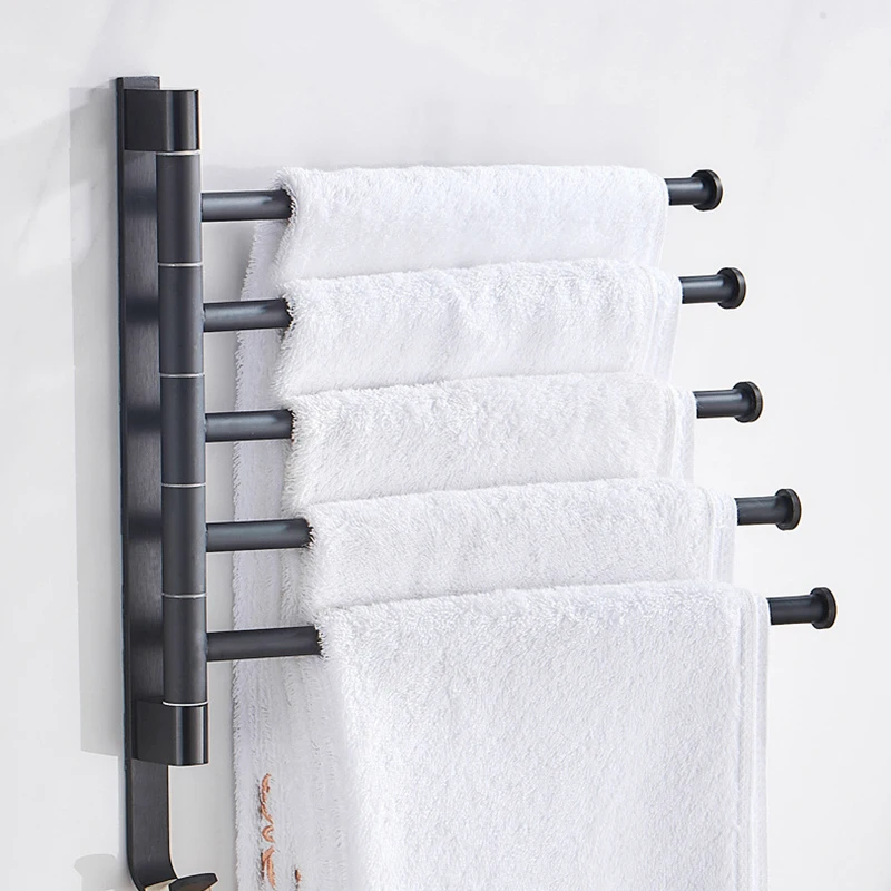 

Anti-Rust Aluminum Rotating Towel Rack Bath Rail Hanger Towel Holder 2/3/4/5 Swivel Bars Wall Mounted For Bathroom Hanger