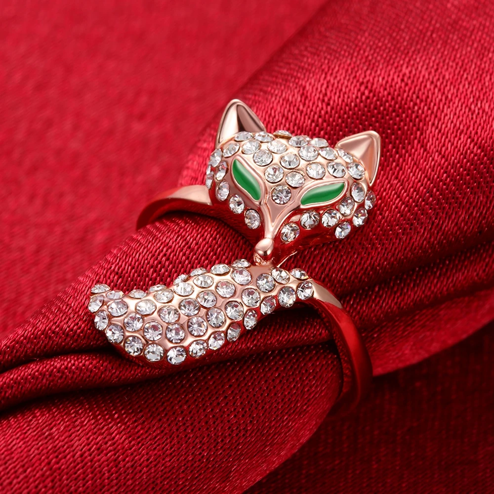 INALIS лисы с покрытием из розового золота кольца для женщин стразы Индивидуальные