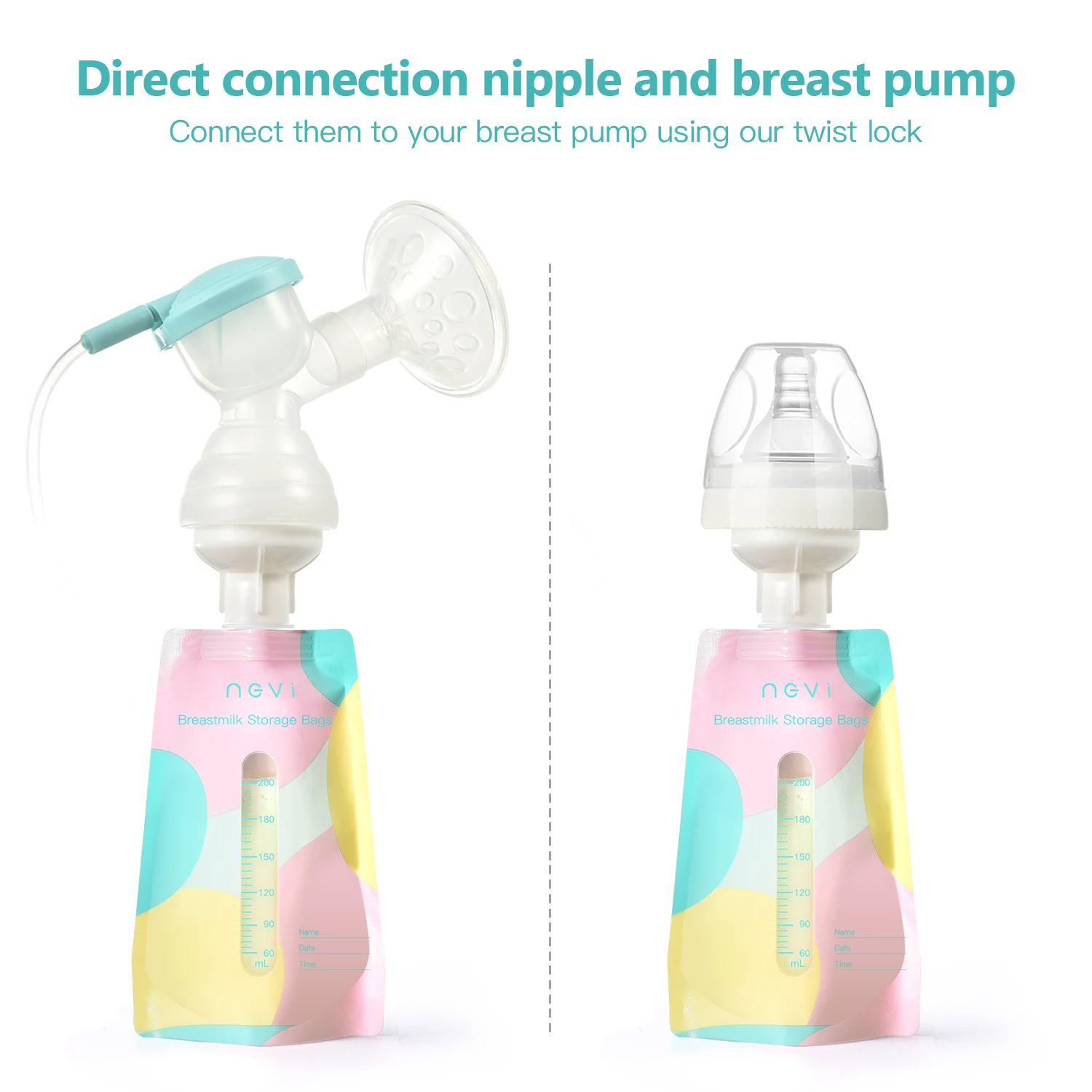 Пакеты для хранения грудного молока NCVI с двумя адаптерами-7 унций/200 мл