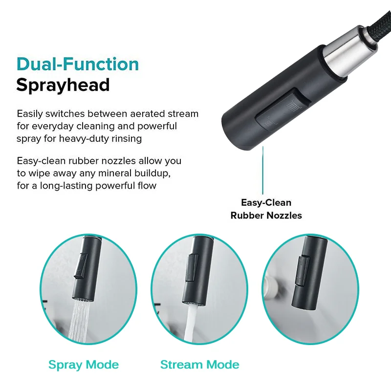 Suguword матовый черный кухонный смеситель выдвижной поток раковины режимы