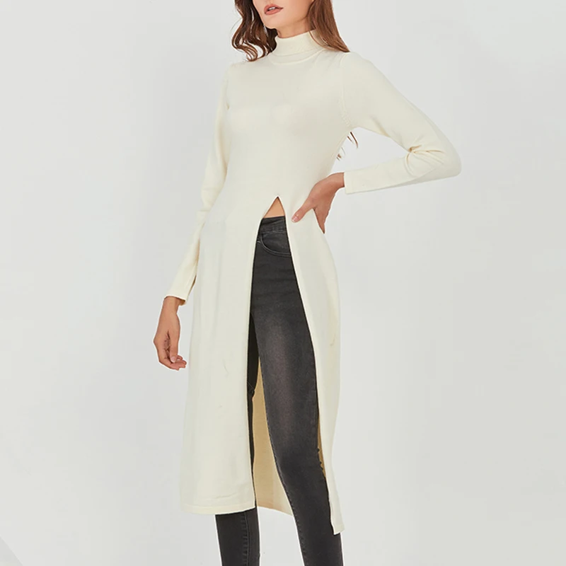 

SISPELL Solid Color Casual For Female Pullover Turtleneck Long Sleeve High Waist Slimming Front Swing Women's Sexy Sweater 2020