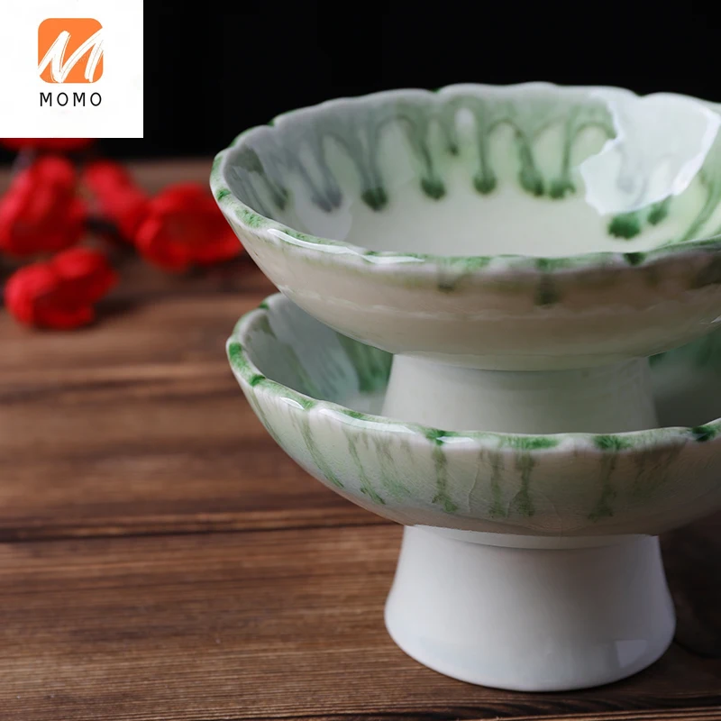 

Mouth High-Legged Tea House Dim Sum Plate Tea Break Japanese Style Foredish Pastry Plate Japanese Vintage High-End Dish