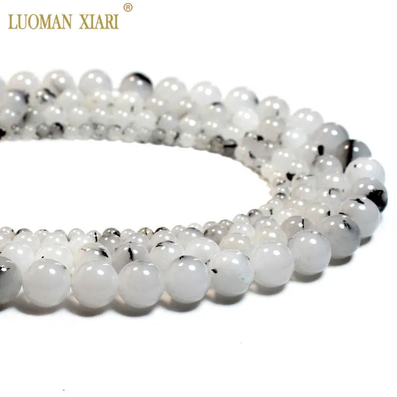 Wholesale Black Rutilated Quartz Round Natural Stone Beads For Jewelry Making DIY Bracelet Necklace 4/6/8/10 mm Strand 15'' |