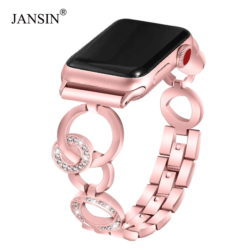 JANSIN Алмазный сменный ремешок из нержавеющей стали для Apple watch 40/44 мм 38 42 iWatch Series 6 SE 5