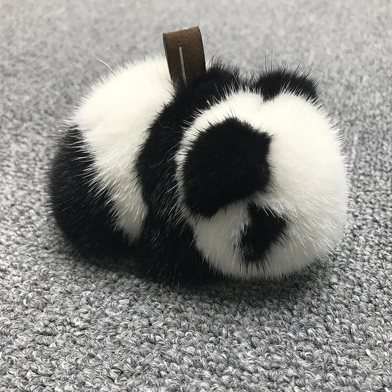 

Mink panda doll bag pendant cute plush car ornaments creative fur doll keychain girl birthday gifts