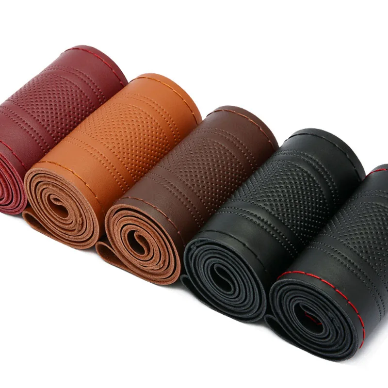 15 дюймов/38 см Универсальный чехол из натуральной кожи для рулевого колеса